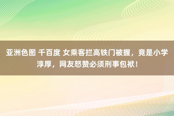 亚洲色图 千百度 女乘客拦高铁门被握，竟是小学淳厚，网友怒赞必须刑事包袱！