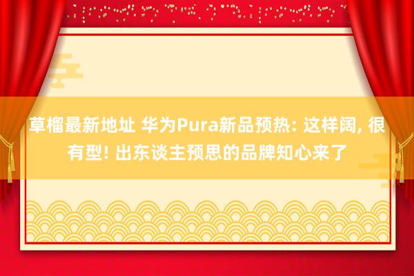 草榴最新地址 华为Pura新品预热: 这样阔, 很有型! 出东谈主预思的品牌知心来了