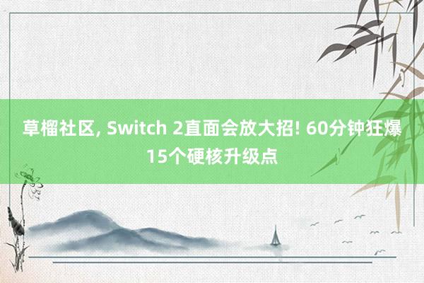 草榴社区, Switch 2直面会放大招! 60分钟狂爆15个硬核升级点