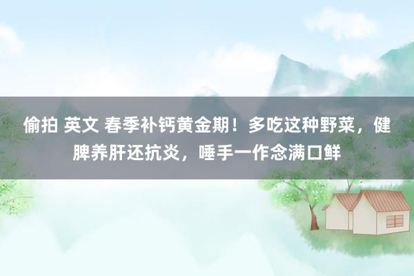 偷拍 英文 春季补钙黄金期！多吃这种野菜，健脾养肝还抗炎，唾手一作念满口鲜